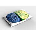 thumbnail image 2 of Ambesonne Peace Pillow Sham 2 Pack, Ying Yang Tree, 26"x20", Black Green and Blue, 2 of 3