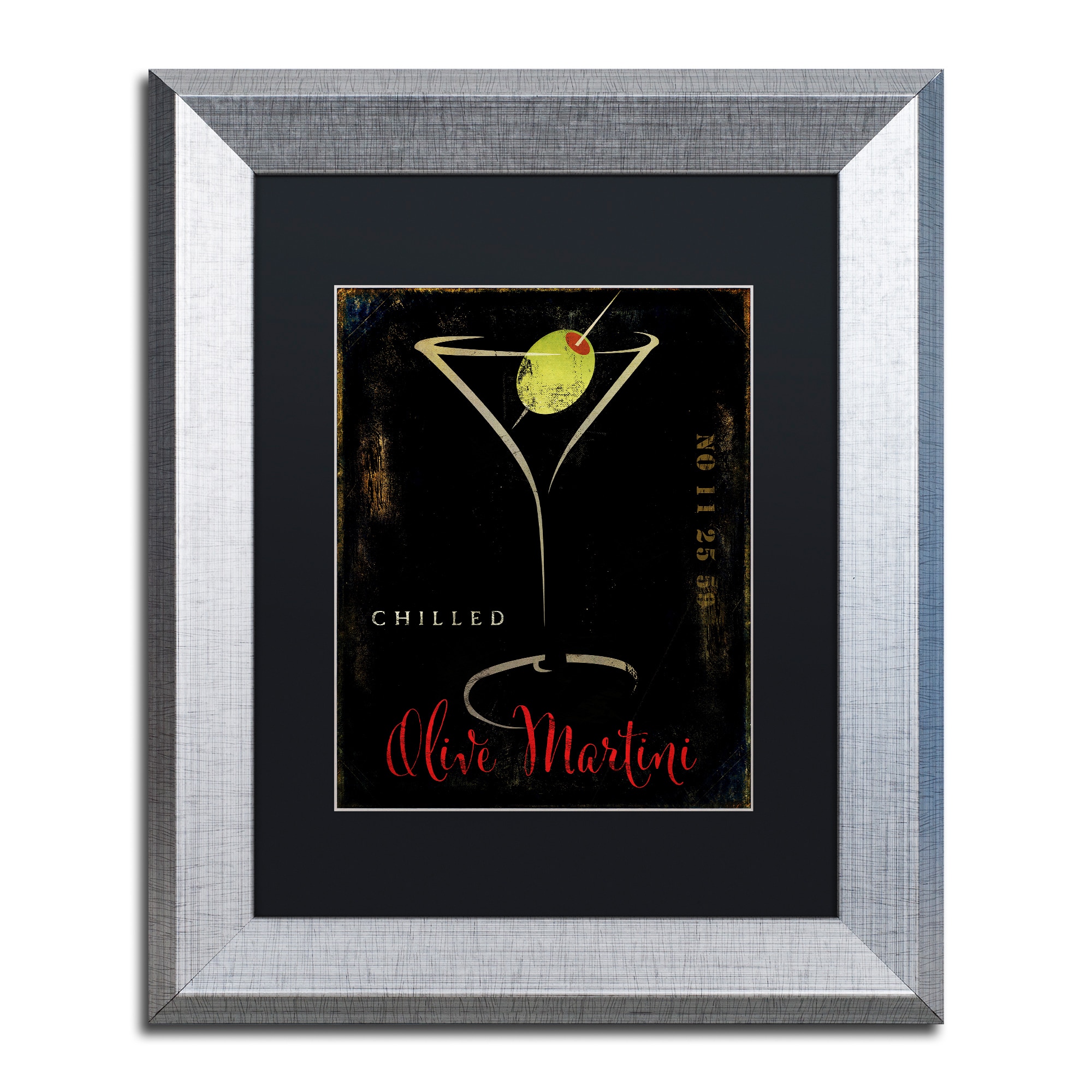 Trademark Fine Art "Olive Martini II" Canvas Art by Color Bakery, Black Matte, Silver Frame