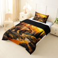 thumbnail image 2 of Manfei Sunset Mountain Twin Comforter Sets,Safari Bear Bedding Set,Golden,Black Reversible,2-Piece,1 Comforter and 1 Pillowcase, 2 of 7