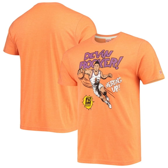 Men's Homage Devin Booker Orange Phoenix Suns Comic Book Player Tri-Blend T-Shirt