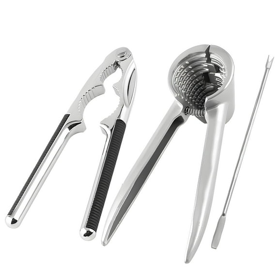 3 PCS Nut Cracker Tools, Heavy Duty Stainless Steel Nutcracker, Multi-Function Walnut Cracking Tool with Non-Slip Handle, Includes Nut Pick