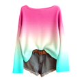 thumbnail image 2 of Oversized Sweaters for Women Long Sleeve Gradient Color Crewneck Drop Shoulder Pullover Sweater Knit Tops, 2 of 4