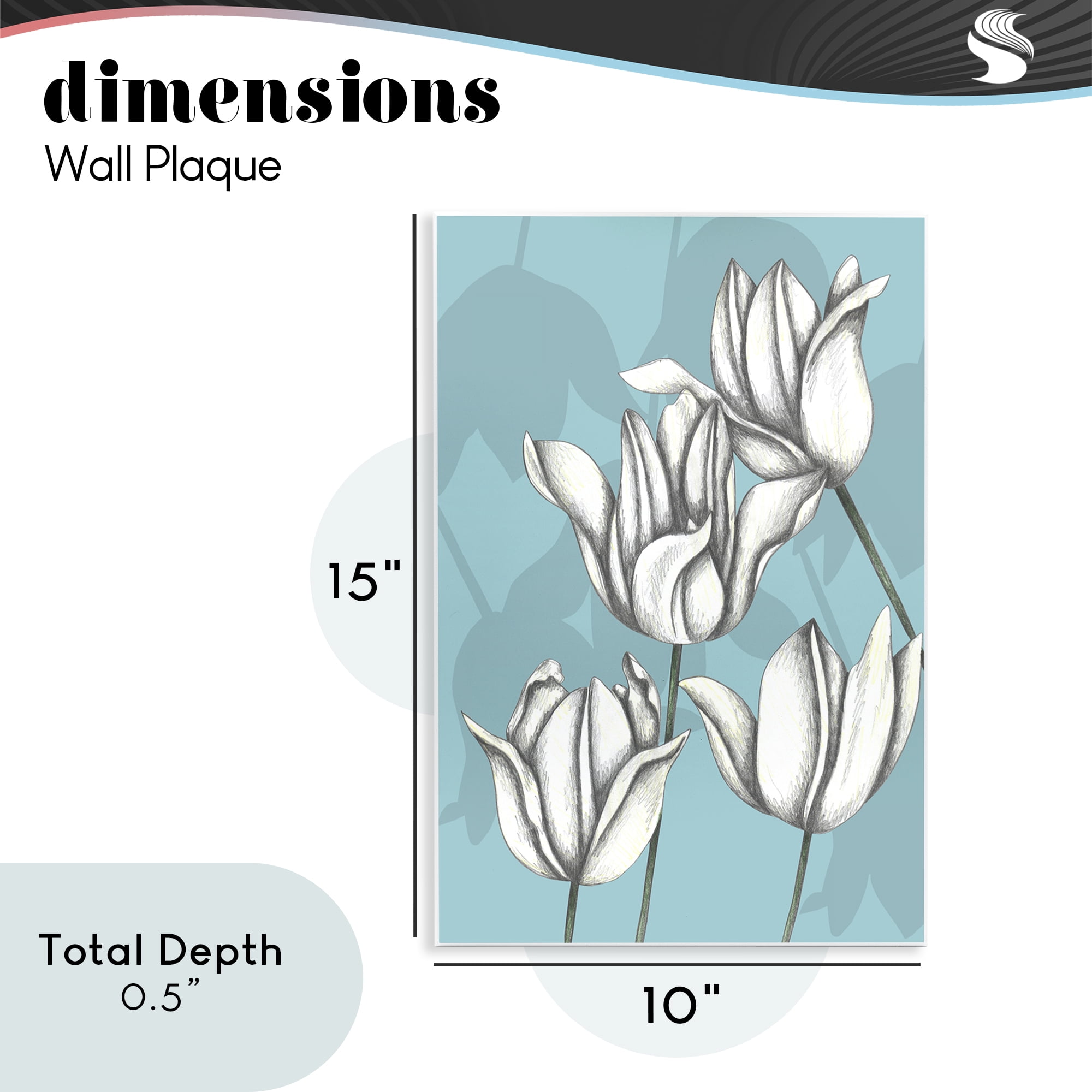 Sketched Tulips Keep Growing Wall Plaque Art, design by Cecilia Battaini