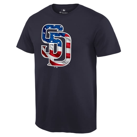 Men's Navy San Diego Padres Memorial Day Banner Wave Logo T-Shirt