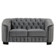 thumbnail image 4 of Living Room Sofa Set of 3, Modern Velvet Couch Set with 1 Single Chair 1 Loveseat and 1 3-Seater Sofa, Upholstered Accent Sofa with Button Tufted Back and Armrest, Solid Wood Legs, Gray, 4 of 7