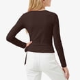 thumbnail image 5 of Lullu Girl's Tie Wrap Top Solid Lightweight Long Sleeve V Neck Shirt for Dance, 5 of 5