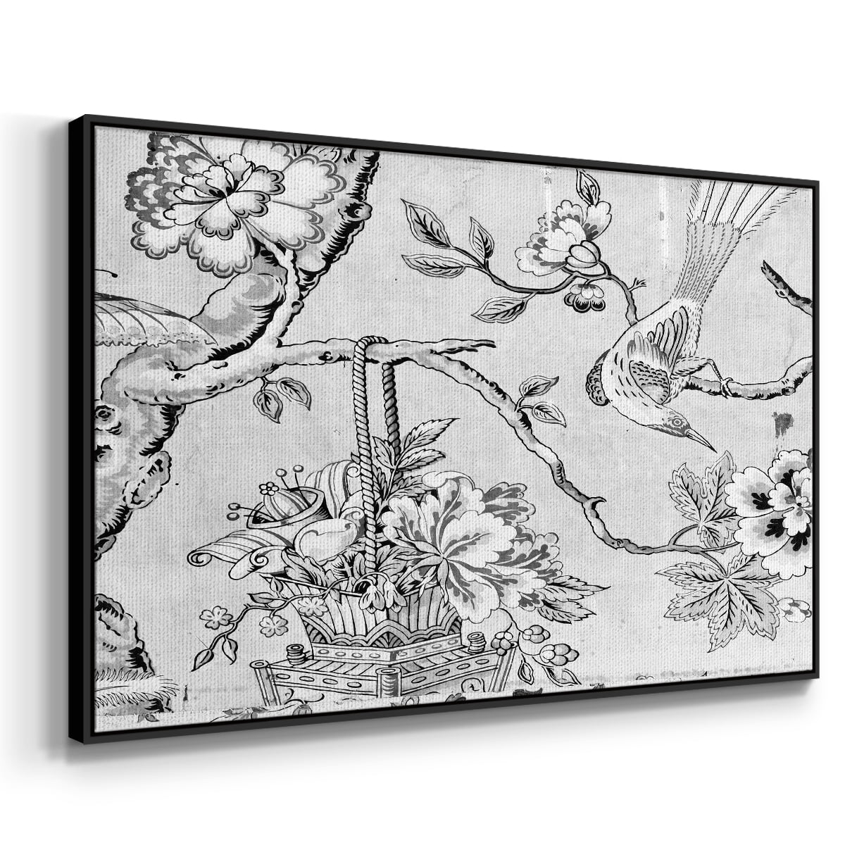 Vintage Abstract Print-XIX Framed in Black Wood Gallery Wrapped Canvas 27 in. x 41 in.