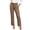 Brown, variant on Women Pants Straight Leg Tailored Fit Elastic Waist Pockets Office Business Casual Work Slacks Trousers Bottoms