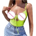 thumbnail image 4 of Moda para mujer Sexy Color sólido Cordón Halter Hollow Short Sling Pompotops lopia988076, 4 of 7