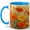 Blue, variant on Orange Marigold Flowers 11oz Ceramic Mug, Fall Botanical Coffee Cup