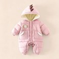 thumbnail image 2 of Baby Girls Boys Long Sleeve Warm Romper Dinosaur Hooded Fleece Lined Jumpsuit Comfortable Snowsuit for Outdoor, 2 of 6