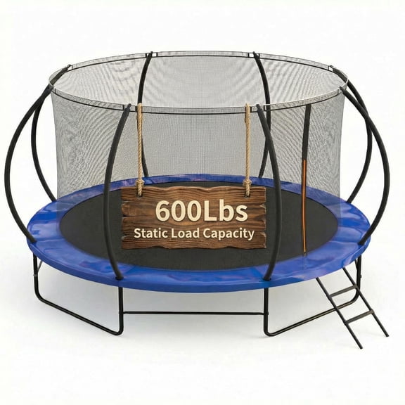 Outdoor Trampoline 10FT for Kids and Adults, Heavy Duty Recreational Trampoline with Safe Curved Poles, Anti-Rust Galvanized Steel Frame & High Bounce Mat