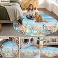 thumbnail image 5 of Summer Nautical Round Area Rug 3Ft Washable Small Circle Rugs for Kitchen Entryway, Coastal Beach Starfish Coral Shell Blue Non-Slip Carpet Floor Mats Indoor Outdoor Carpet Runner Home Decor, 5 of 8