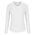 thumbnail image 5 of APEXFWDT Women's V-Neck Thermal Top Long Sleeve Undershirt Stretchy Fitted Base Layer T-Shirt Fall Winter Comfortable Daily Wear,S,White, 5 of 6