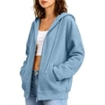 thumbnail image 5 of POROPL Sweatshirts for Women,Zip Up Hoodie Oversized Casual Long Sleeve Fleece Jacket with Pockets, 5 of 7