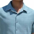 thumbnail image 4 of Miluxas Mens 2PC Beach Hawaii Sets Button Down Short Sleeve Collared Shirt High Waist Shorts Summer Spring Soft Tropical Outfits Light Blue XL(XL), 4 of 6