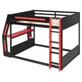 thumbnail image 6 of Mirightone Full over Full Bunk Bed with Gaming Desk and Charging, Wood Gamer Bunk Bed with Storage and LED Light for Adults Teens, Red+Black, 6 of 8