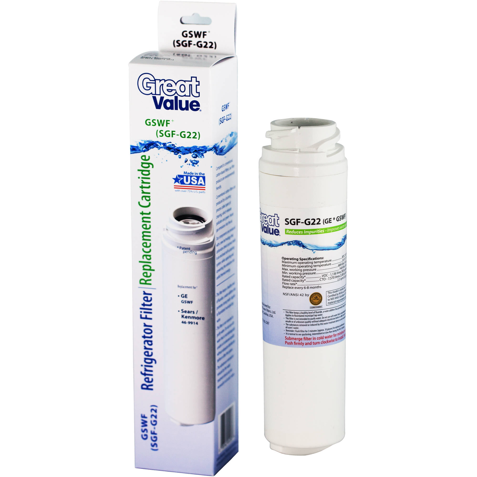 SGF-MSWF Replacement water filter for GE MSWF, MSWF3PK, MSWFDS,EFF ...