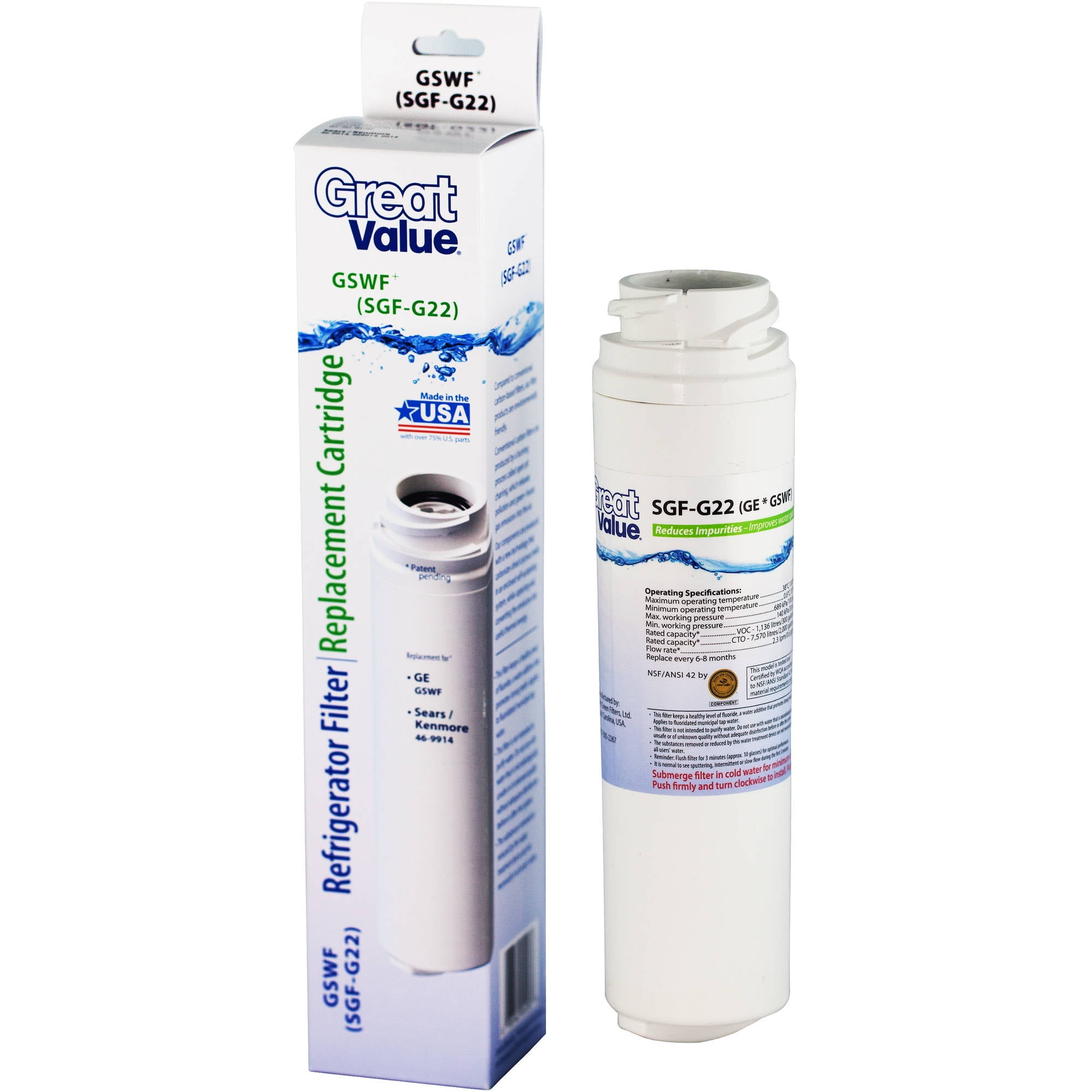 SGFMSWF Replacement water filter for GE MSWF, MSWF3PK, MSWFDS,EFF
