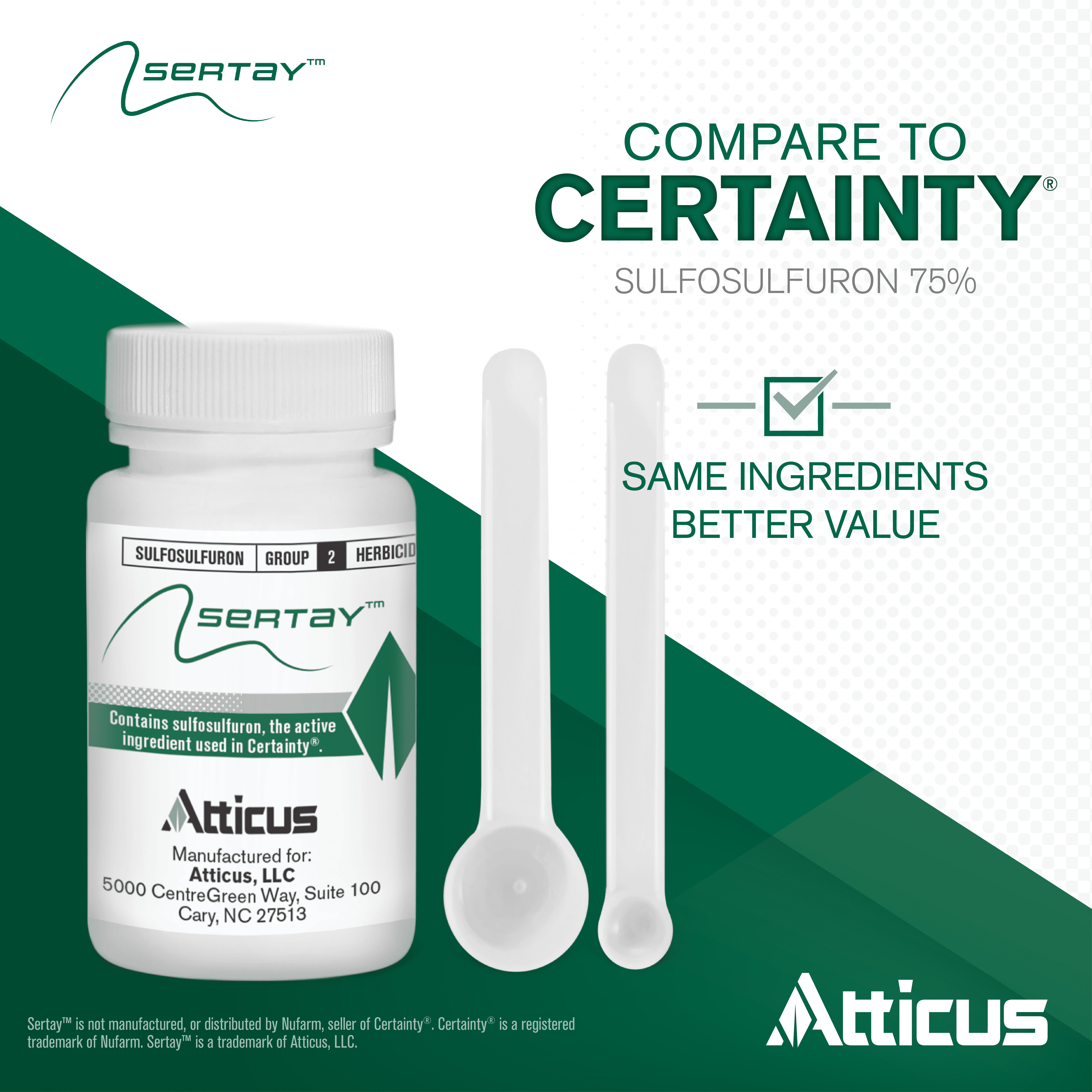 Sertay Herbicide (1.25 oz) - (Compare to Certainty) – Sulfosulfuron Weed Killer for Southern Lawns – Post Emergent Weed Control - by Atticus