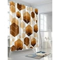 thumbnail image 3 of Orange White Gold Geometric Shower Curtain, Modern Abstract Hexagon Pattern Bathroom Decor Curtains Set with Hooks, Waterproof Fabric Home Accessories， Stall 36 X 72 Inch, 3 of 6