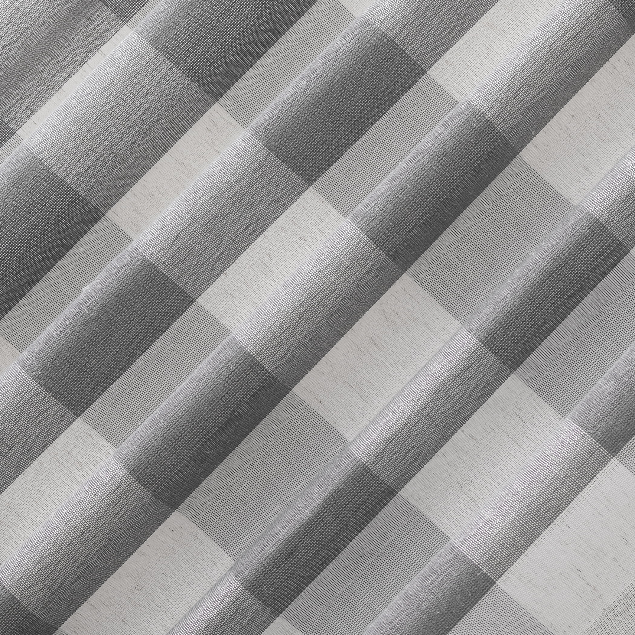 Better Homes and Gardens Buffalo Plaid Semi-Sheer Back Tab Curtain Panel, 50" x 84", Gray
