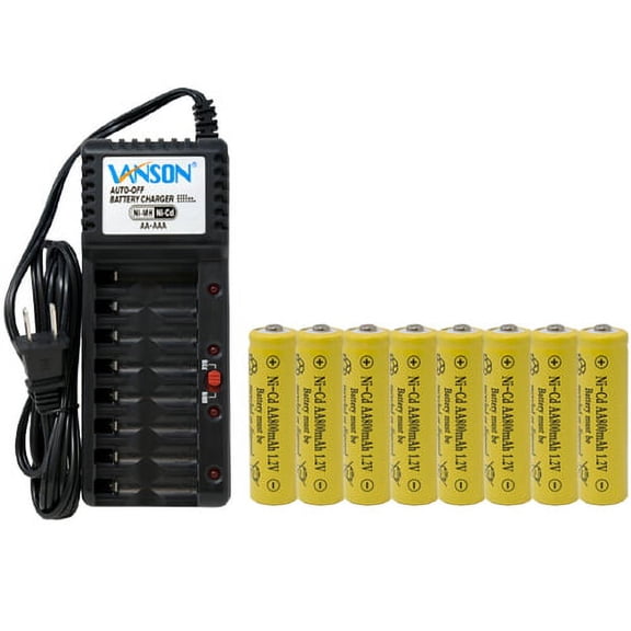 V-868 8 Bay AA & AAA Charger   8 AA (800 mAh) NiCd Batteries