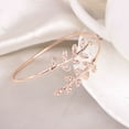 thumbnail image 4 of Trayknick Femmes Mode Strass Incrusté Feuille Réglable Bracelet d'Ouverture Bracelet Bijoux Rose Or, 4 of 13