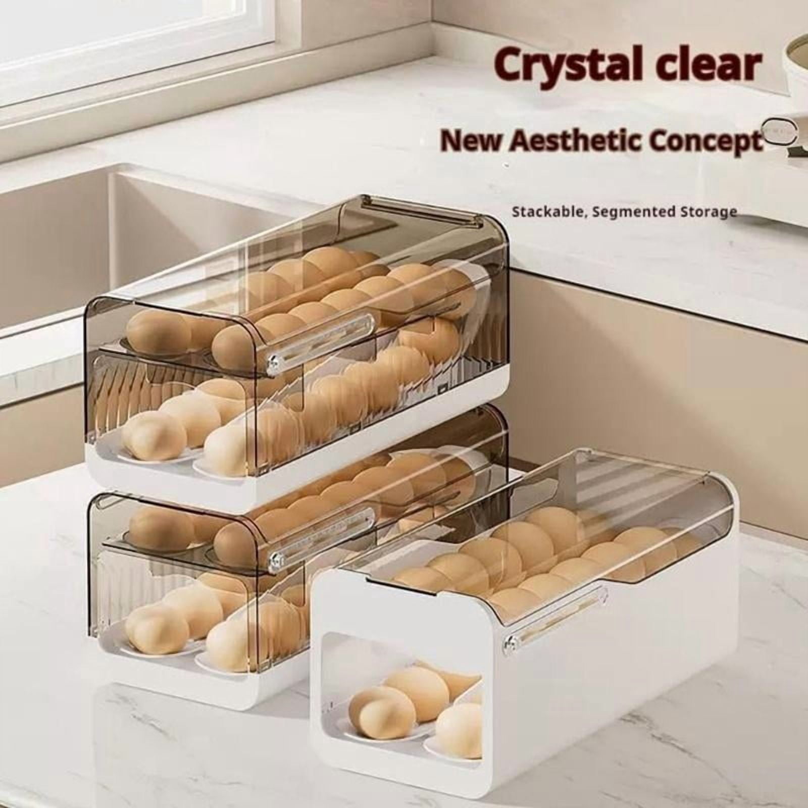 Automatic Rolling Eggs Storage Container For Refrigerator Practical PP Auto Rolling Eggs Storage Organizer Space Saving