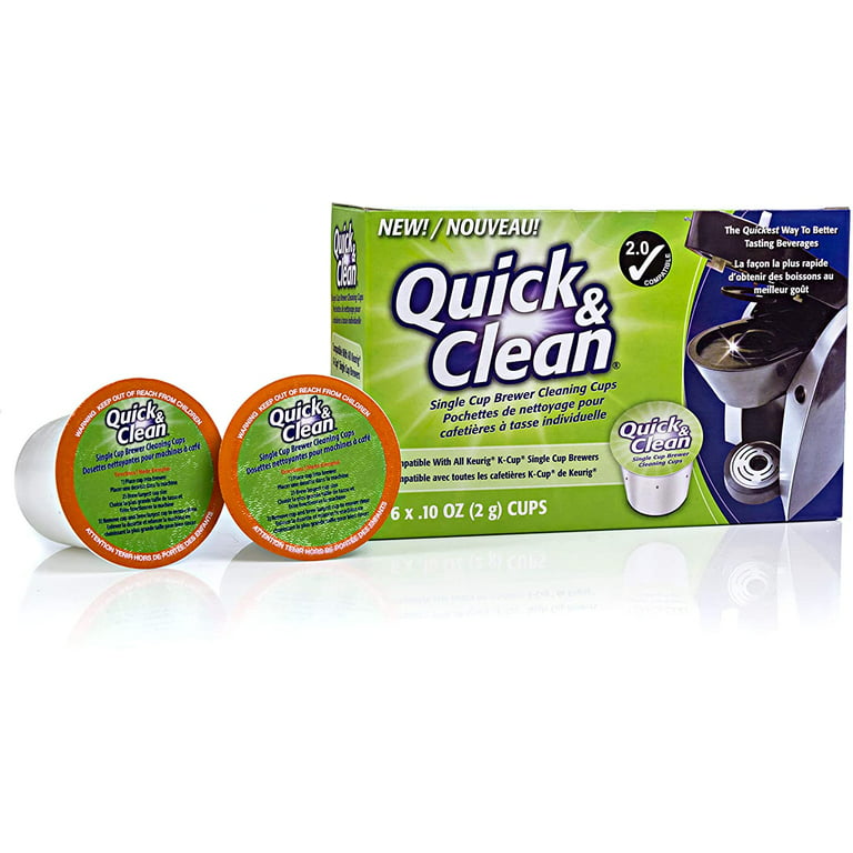6-Pack of Cleaning Cups for Keurig K-Cup Machines - 2.0 Compatible, Stain ,  Non-Toxic - By Quick & Clean