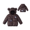 thumbnail image 3 of YOUYEDIAN Kids Hooded Puffer Jacket Winter Zipper Quilted Padded Down Jacket Warm Windbreaker Long Sleeve Coat, 3 of 5