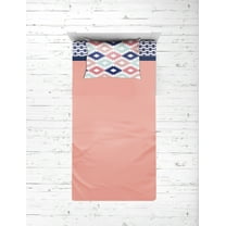 Bacati - Emma Aztec 3-Piece 100% Cotton Percale Toddler Sheet Set, Coral/Mint/Navy