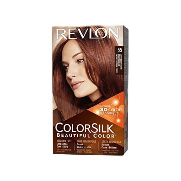 6 Pack Revlon ColorSilk Beautiful Permanent Hair Color (55) Light Reddish Brown
