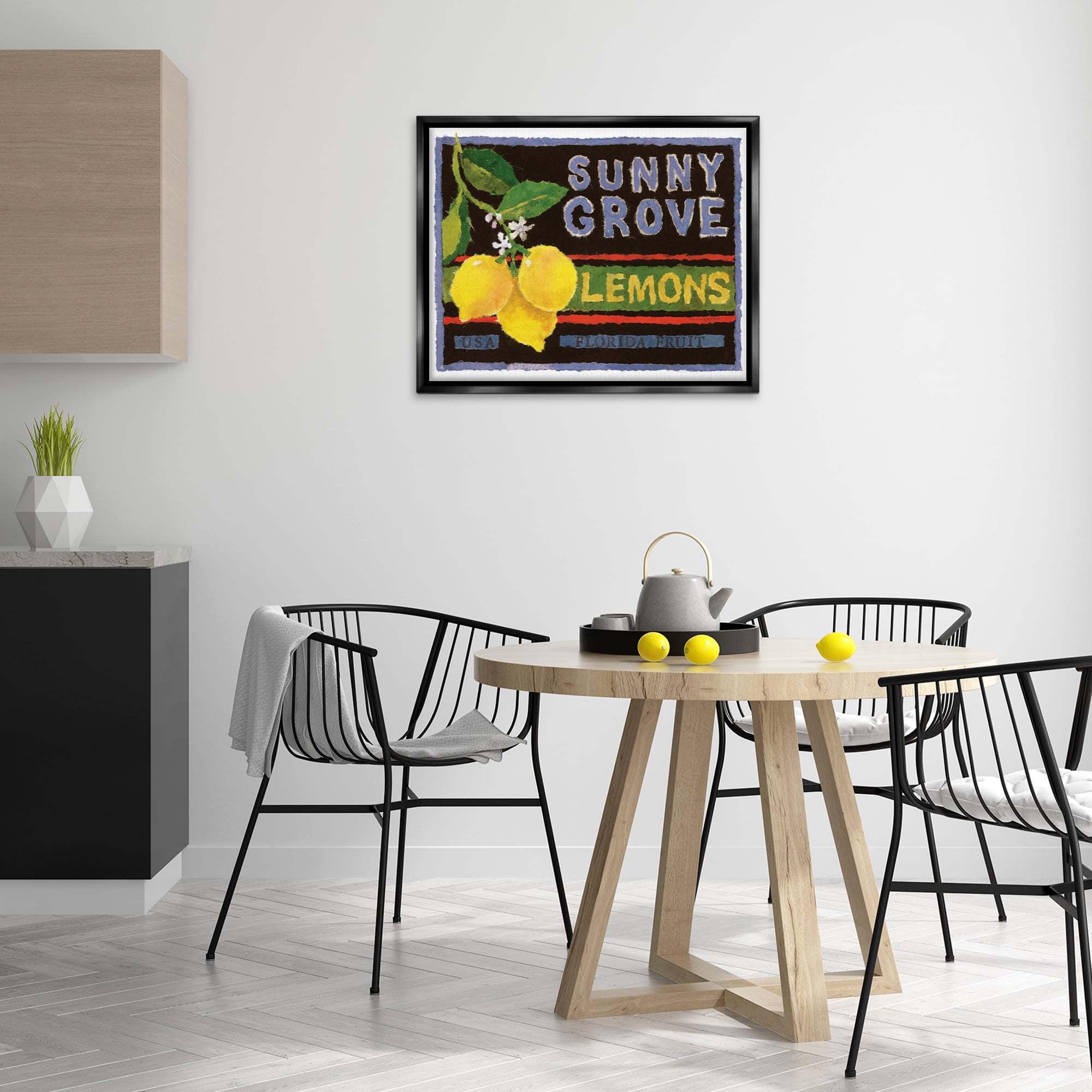 Stupell Industries Sunny Grove Lemons Food & Beverage Painting Black Floater Framed Art Print Wall Art, 31 x 25
