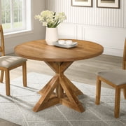 Roundhill Furniture Windvale Cross-Buck Base Dining Table, Oak