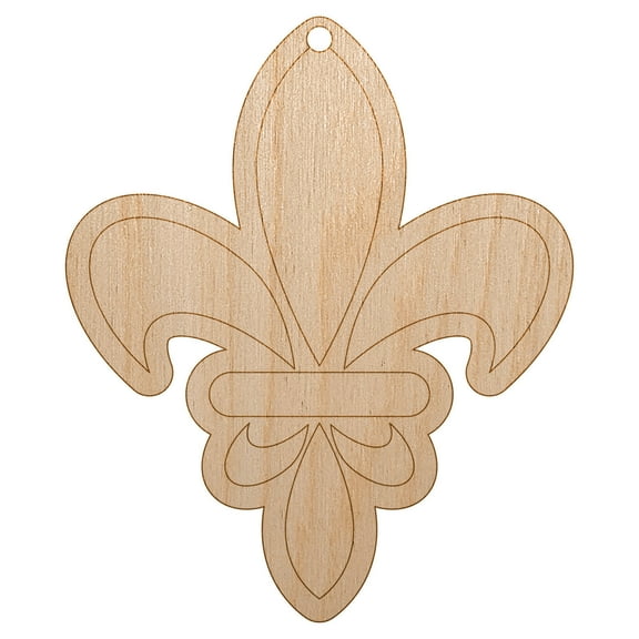 Fleur De Lis French Mardi Gras Elegant Wood Holiday Christmas Tree Ornament Unfinished DIY Pre-Drilled Craft