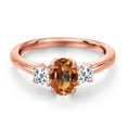 thumbnail image 3 of Gem Stone King 18K Rose Gold Plated Silver Ecstasy Mystic Topaz and White Topaz Engagement Ring for Women | 1.43 Cttw | Oval 7X5MM | Gemstone November Birthstone | Size 8, 3 of 6