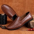 thumbnail image 3 of Men's Casual Hollow Loafers Slip On Leather Shoes Breathable Driving Shoes Moccasins Classic Penny Loafer Flats Boat Shoes, 3 of 9