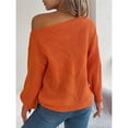 thumbnail image 4 of Orange Womens Sweatshirt Women's Solid Color Casual Cut Out One Line Neck Off Shoulder Long Sleeve Pullover Sweater Fall Clothes for Women, 4 of 6