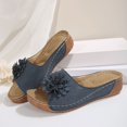 thumbnail image 6 of Slippers for Women,Stylish Opentoe Wedges With Leather Top And Flower Slippers Are Comfortable Shoes With Temperament,Womens Slippers,Blue,6, 6 of 9