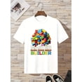 thumbnail image 1 of Men'S "Master Builder" Graphic T-Shirt - Cotton, Casual Crew Neck, Summer Top with Colorful Building Block Design, Casual Summer Wear | Playful Print | Comfortable Fit, PLUS SIZE, 1 of 6