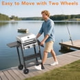 thumbnail image 5 of 16000 BTU 2-Burner Propane Grill, Stainless Steel BBQ Grill with Cast Iron Frying Pan and Grates Combo, for Patio Backyard Outdoor Cooking, 5 of 6
