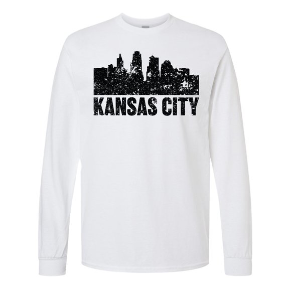 Inktastic Kansas City Skyline Grunge Long Sleeve T-Shirt