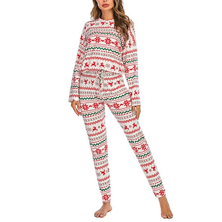 

Gwiyeopda Women Christmas Pajama Set Long Sleeve Sleepwear Nightwear Lounge Pjs Sets