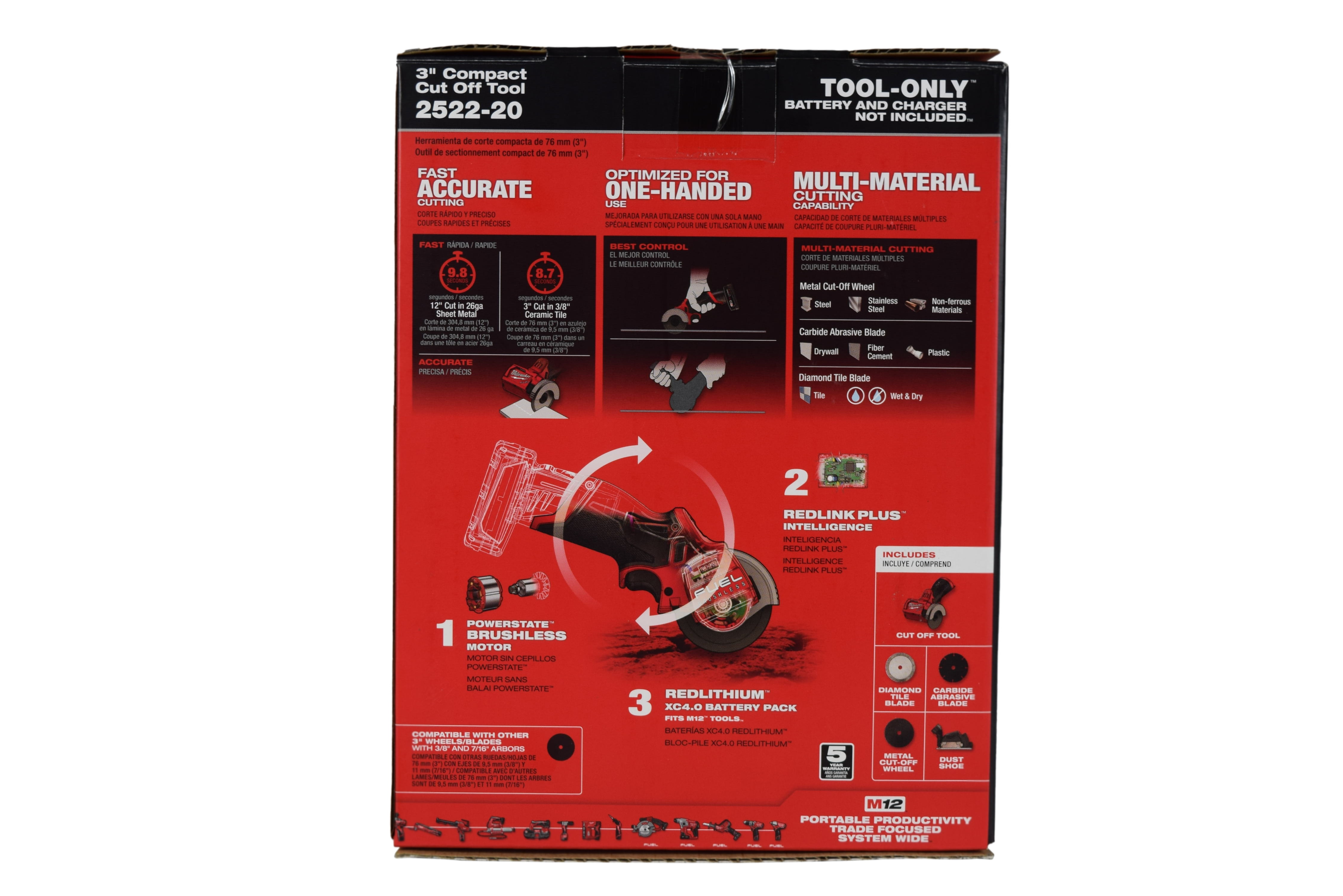 Milwaukee 2522-20 M12 12V Cordless Lithium Ion 3" Compact Cut Off Tool (Bare Tool)