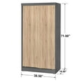 thumbnail image 6 of Better Home Products Modern Wood Double Sliding Door Wardrobe Natural Oak /Gray, 6 of 8