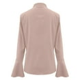 thumbnail image 5 of Holzkary Women's Long Bell Sleeve Tops Ruffle Blouse for Work Dressy Casual Work Tunic Shirts Clothes 2025 Fashion V Neck Drilling Solid Color Long Sleeve Blouses Light Weight Work Shirts Light Pink S, 5 of 5