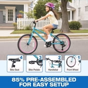 Hykolity 20 Inch Kids Mountain Bike Boys Girls Children Youth MTB Bicycle For Ages 8-13 Bikes With Adjustable Seat Dual Brake Kickstand Reflector, Blue