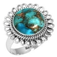 thumbnail image 1 of 925 Sterling Silver Ring For Women - Men Copper Blue Turquoise Gemstone Silver Ring Size 6 December Birthstone Elegant Silver Ring Size 6 Cocktail Party Gift For Sister Gemstone 925 Silver Jewelry, 1 of 6