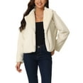 thumbnail image 1 of Abrigo Recortado de Piel Sintética para Mujeres, Chaqueta de Moda de Invierno, Frente Abierto, Solapa Notch, Manga Larga, Abrigo Esponjoso S Beige, 1 of 6